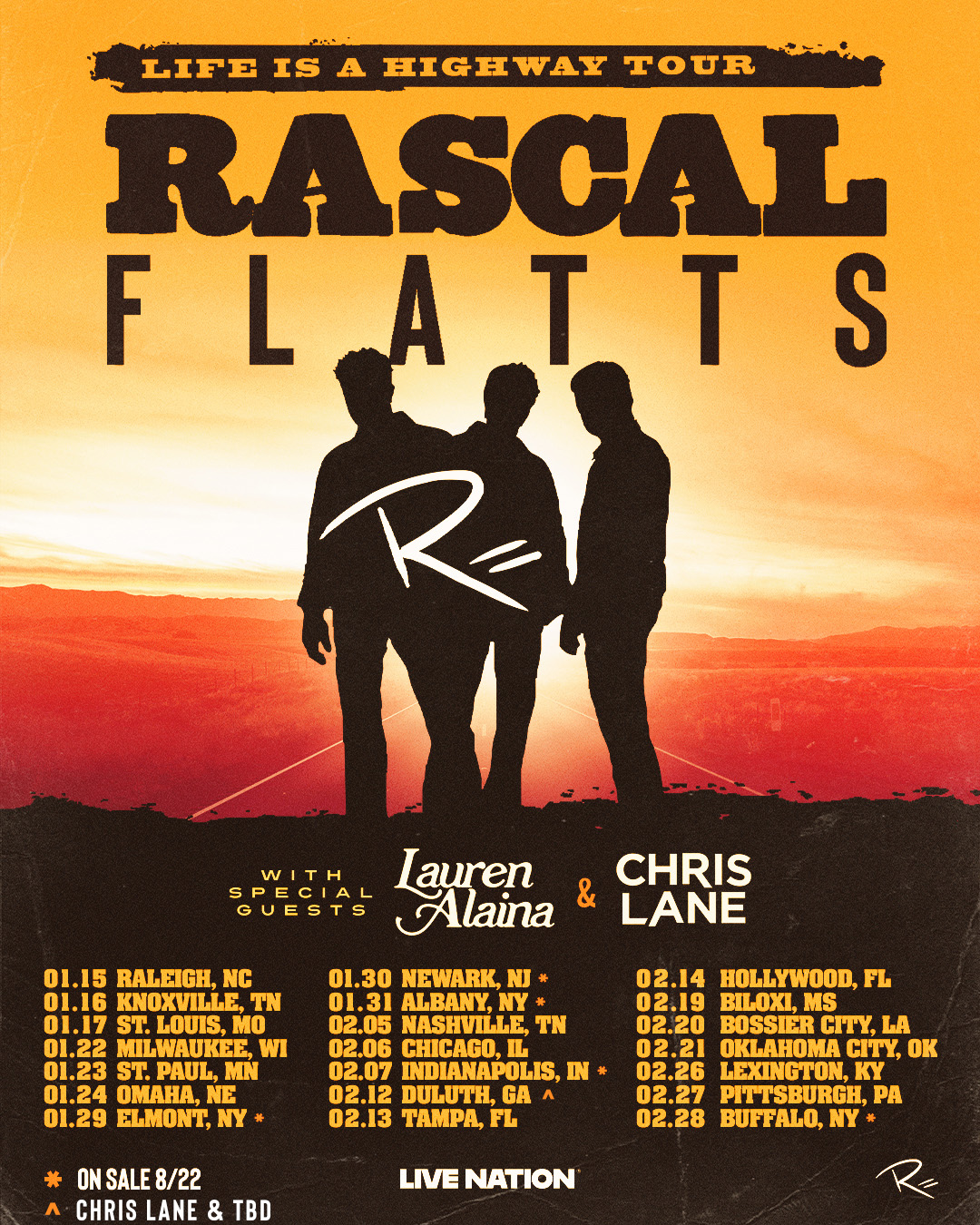 Rascal Flatts Life Is a Highway Tour Poster 2026
